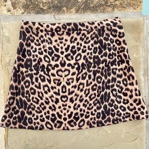 ZARA leopard print mini skirt suede size Small